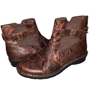 Clarks Bendables Brown Rustic Leather Zip Ankle Boots SZ 6.5M
